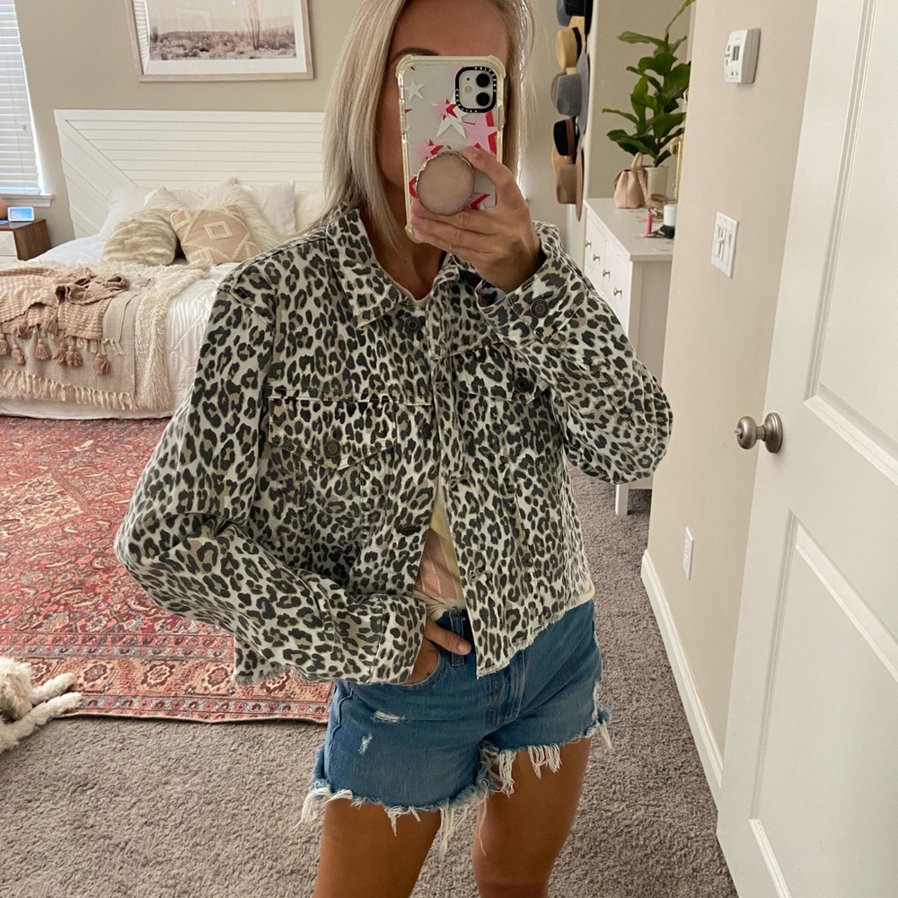 Leopard denim jacket